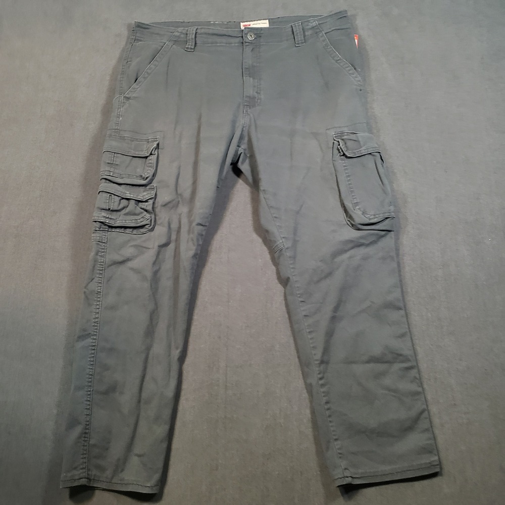 Wrangler Cargo Pants Mens 38x32 Gray Straight Leg Utility Outdoor Stretch